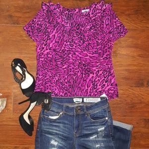 cheetah print silk tee